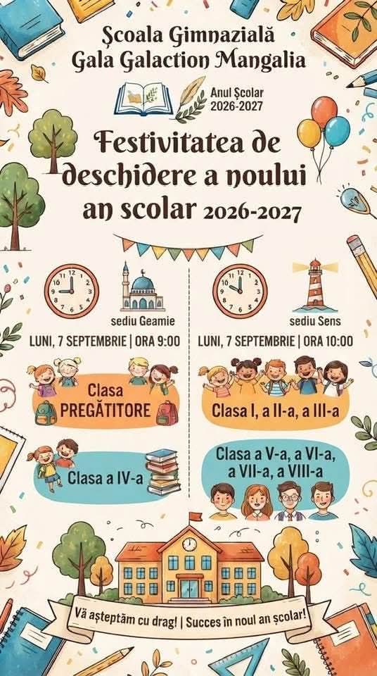 Incepe noul an scolar 2026 - 2027